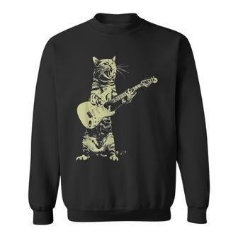 Cat Playing Guitar Guitarist Sweatshirt - Seseable