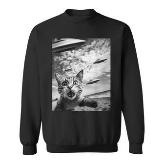 Cat Selfie With Alien Ufos Sweatshirt - Monsterry CA