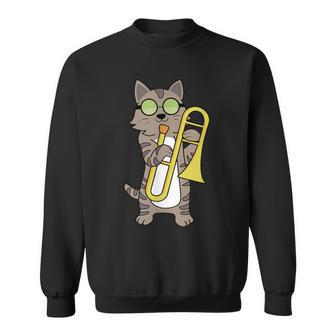 Cat Sunglasses Trombone Players Marching Band Sweatshirt - Thegiftio