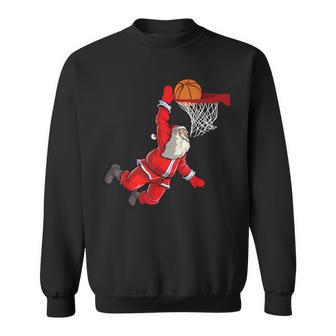 Christmas Lover Santa Claus Dunking Basketball Player Sweatshirt | Mazezy