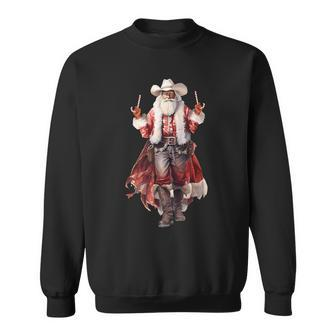 Christmas Western Cowboy Santa Claus And Candy Cane Sweatshirt | Mazezy UK
