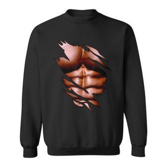 Classic Ripped Abs On Torn T Sweatshirt - Monsterry