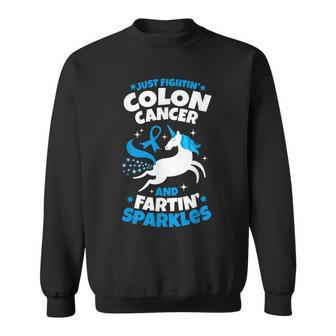 Colon Cancer Fighter Fighting Unicorn Quote Idea Sweatshirt - Monsterry CA