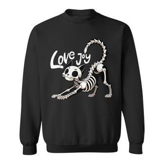 Cute Lovejoy Skeleton Cat Rock Band Musician Rocker Sweatshirt - Seseable