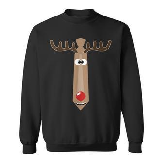 Cute Rudolph Red Nosed Reindeer Christmas Tie Graphic Sweatshirt - Monsterry UK