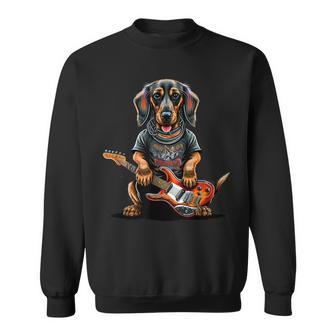 Dachshund Cute Rock And Roll Rocker Punk Sweatshirt - Seseable
