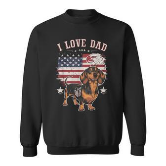 Dachshund Tattoo I Love Dad Fathers Day Patriotic Sweatshirt - Monsterry CA