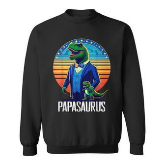 Dad Papasaurus Retro Dinosaur Father's Day Little Son Sweatshirt - Monsterry