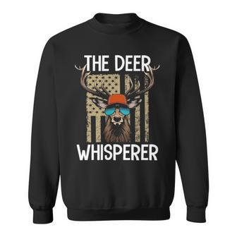 Deer Whisperer Awesome Hunter Usa Flag Buck Hunting Sweatshirt | Mazezy