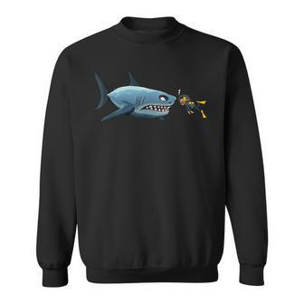 Diving Scuba Diving Deep Sea Diver Shark Novelty Sweatshirt - Thegiftio UK