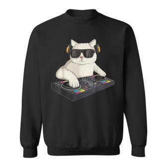 Dj Cat Techno Music Festival Lover Musician Women Sweatshirt - Monsterry