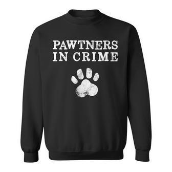 Dog Saying Pawtners In Crime Dog Walking With Dog Sweatshirt - Monsterry