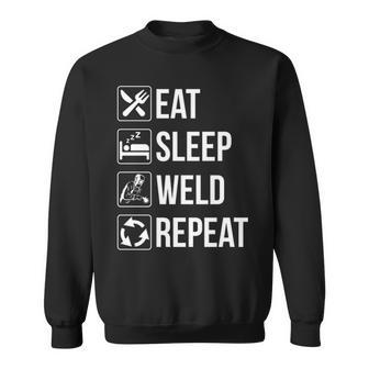 Eat Sleep Weld Repeat Welding Pullover Sweatshirt | Mazezy