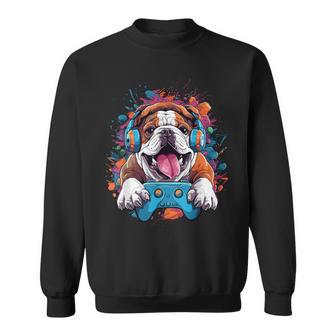 English Bulldog Gamer Cute Dog Gaming Sweatshirt - Thegiftio UK