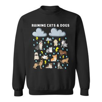 English Idiom Raining Cats And Dogs Puppies Kitten Sweatshirt - Seseable