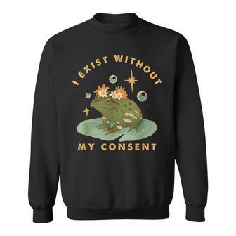 I Exist Without My Consent Vintage Frog Meme Sweatshirt - Monsterry