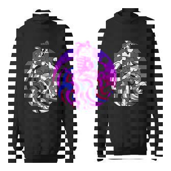 Genderfluid Surfing Cat Gender Fluid Pride Flag Sweatshirt - Thegiftio