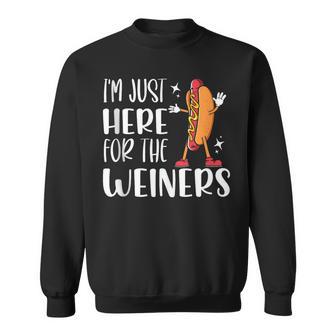 Hot Dog I'm Just Here For The Wieners Sausage Lovers Sweatshirt - Monsterry UK