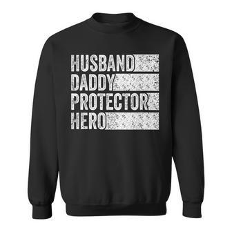 Husband Daddy Protector Hero Fathers Day Vintage Sweatshirt - Seseable