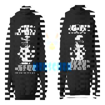 Ich Hasse Menschen Alpaca And Lama With Middle Finger S Sweatshirt - Seseable