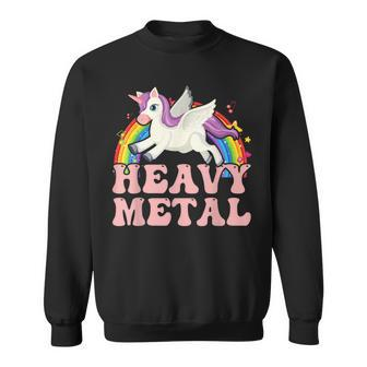 Ironic Cool Unicorn Heavy Metal Music Festival Sweatshirt - Seseable