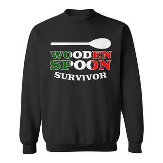 Italian Heritage Wooden Spoon Survivor Italy Flag Fun Sweatshirt - Monsterry