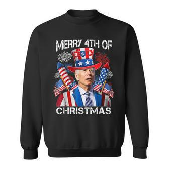 Joe Biden Merry 4Th Of Christmas 4Th Of July Firework Sweatshirt - Monsterry