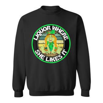 Liquor Where She Likes It Green Troll Lady Sweatshirt - Monsterry CA