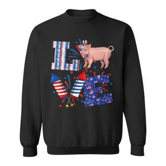 Love Pig Firework Usa Flag Indepedence Day July Th Sweatshirt | Mazezy