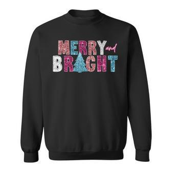 Merry And Bright Christmas Sparkle Family Xmas Pajamas Sweatshirt - Monsterry UK