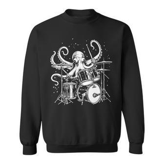 Octopus Playing Drums Drummer Musician Band Drumming Sweatshirt - Monsterry