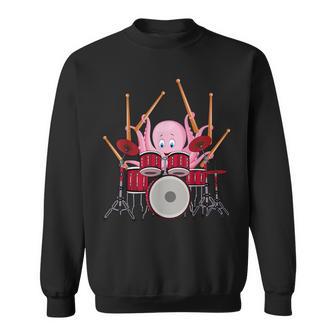 Octopus Playing Drums Musician Band Octopus Drummer Sweatshirt - Monsterry