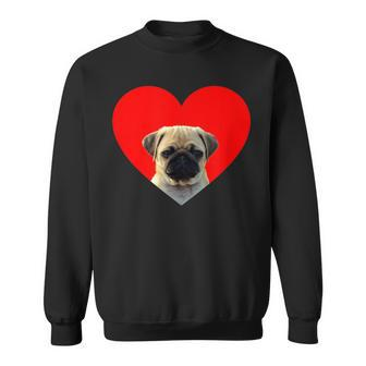 Pug Lover Dog Love Red Heart Father's Day Sweatshirt - Monsterry AU