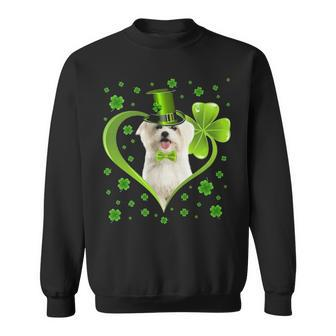 Puppy Shamrock Maltese Dog StPng Sweatshirt | Mazezy