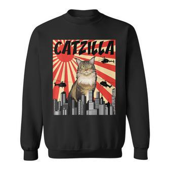 Retro Japanese Catzilla Maine Coon Cat Sweatshirt - Thegiftio UK