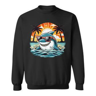 Retro Shark In Sunglasses 70S 80S 90S Cool Ocean Shark Sweatshirt - Seseable