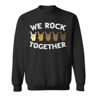 We Rock Together Rocker Skeleton Hand Sweatshirt - Seseable