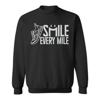 Running Runner Smile Every Mile Cool Graphic & Saying Sweatshirt - Thegiftio UK
