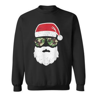 Santa Claus Face Sunglasses Camo Camouflage Sweatshirt - Thegiftio UK