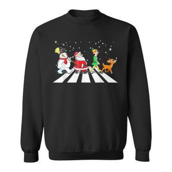 Santa Snowman Elf Reindeer Christmas Abbeys Road Men Sweatshirt - Seseable