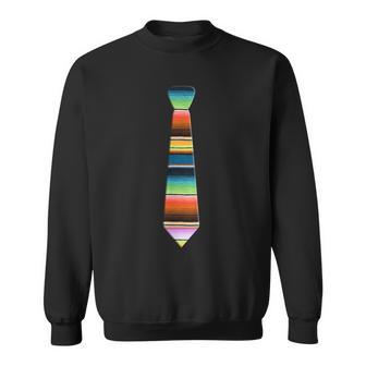 Serape Necktie Cinco De Mayo Fiesta Colorful Faux Tie Sweatshirt - Monsterry