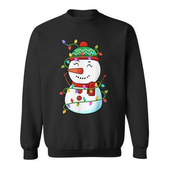 Snowman Christmas Xmas Light Snowman Christmas Sweatshirt - Seseable