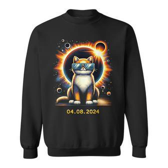 Solar 2024 Eclipse Cat Wearing Eclipse Glasses Sweatshirt - Monsterry DE