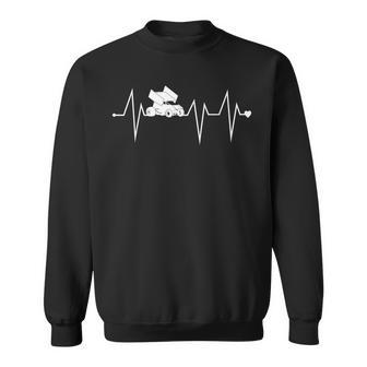 Sprint Car Racing Racer Heartbeat Heart Pulse Rate Ekg Sweatshirt - Monsterry UK