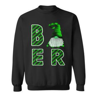 St Patricks Day Beer Gnome Striped Typography Sweatshirt - Monsterry DE