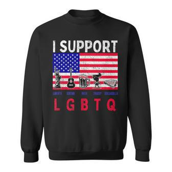 Support Lgbtq Liberty Guitar Beer Trump And Quesadilla Sweatshirt - Monsterry AU