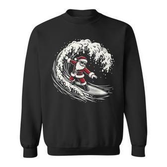 Surfing Santa Claus Christmas Santa Surfing Sweatshirt - Monsterry AU