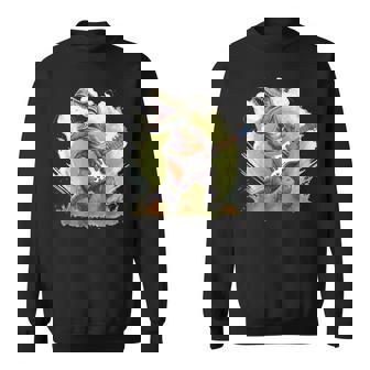 T Rex Dinosaurs With Cool Electric Guitar Sweatshirt | Seseable CA