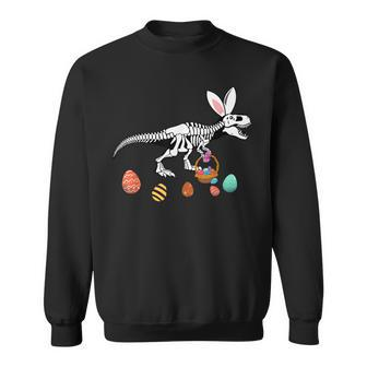 T Rex Easter Skeleton Bunny Basket Egg Hunt Easter Day Sweatshirt - Thegiftio UK