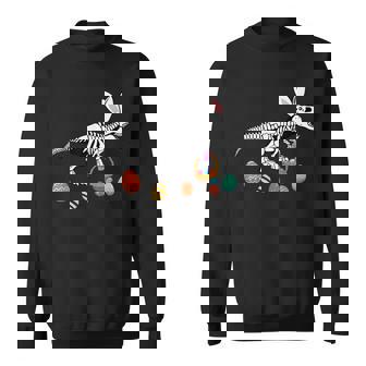T Rex Easter Skeleton Bunny Basket Egg Hunt Easter Day Sweatshirt - Thegiftio UK